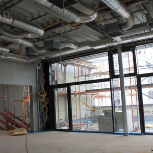 … while the screed in training room I dries slowly.