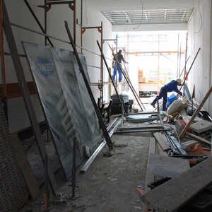 The future passage for the trucks still needs some time to be ready.